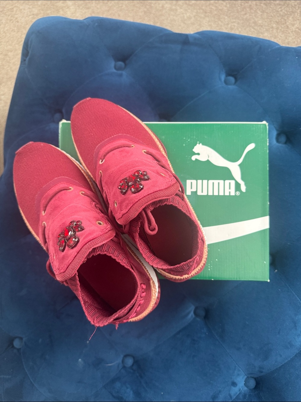 Puma Kids Burgundy Canvas Lace-Up Sneakers